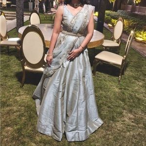 Indian Lehenga - Raw Silk (Grey)